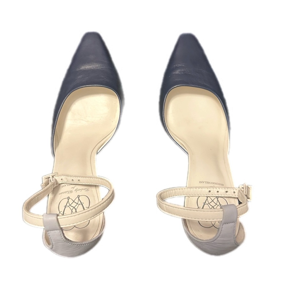 kimberly Whitman For Antonio Melani Leather Pumps Black White‎ Size 6.5 - Picture 7 of 12